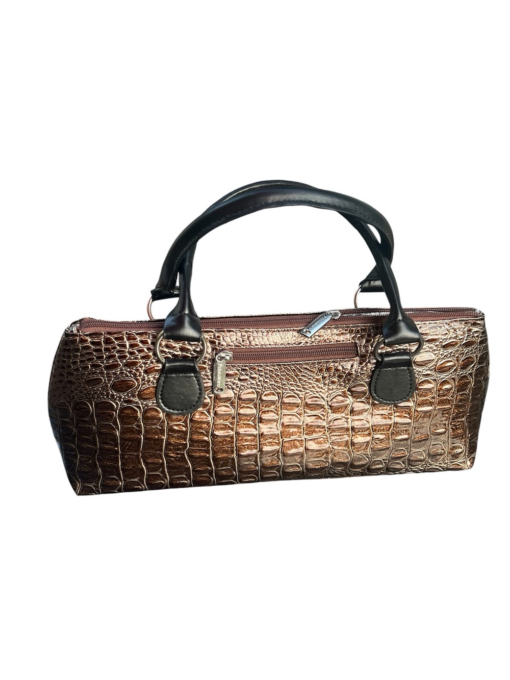 Primeware Wine Clutch Croc Insulated Thermal Wine Bag Brown Vinyl No Corkscrew